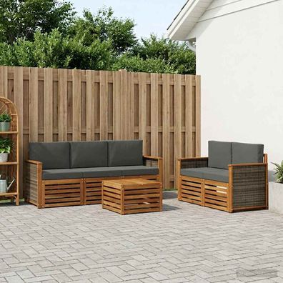 vidaXL Outdoor-Sofagarnitur 6 stk. Natur und Anthrazit