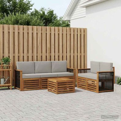 vidaXL Outdoor-Sofagarnitur 6 stk. Natürlich und Hellgrau