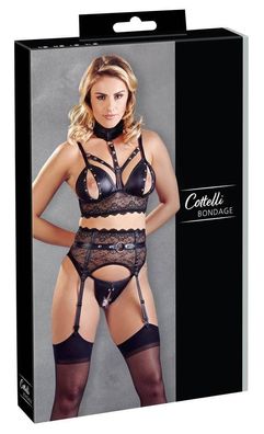 Cottelli Bondage Spitzen-Strapsset mit Nieten