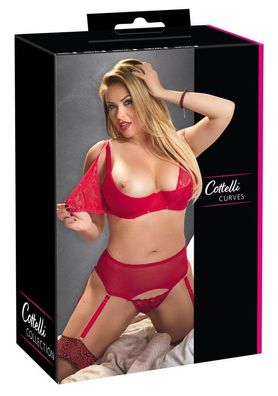 Cottelli CURVES Striptease-Set BH und String, abknöpfbare Cups