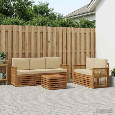 vidaXL Outdoor-Sofagarnitur 6 stk. Natur und Beige Massivholz Akazie