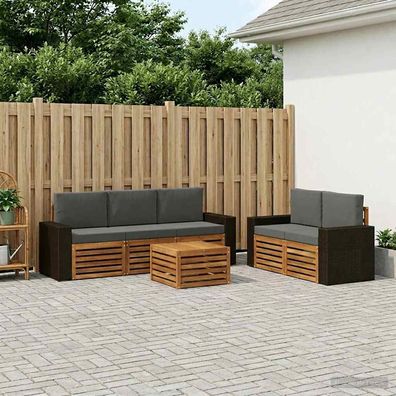 vidaXL Outdoor-Sofagarnitur 6 stk. Natur und Anthrazit