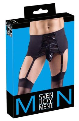 Svenjoyment Herren Strapsgürtel, breit, Mikrofaser, Spitze, Zierschnürung