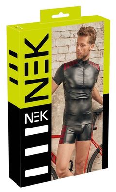 NEK Herren Shirt Schwarz/Rot Mattlook Reißverschluss exklusives Design