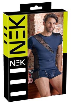 NEK Herrenshirt Mikrofaser Powernet Schnürung blau/schwarz