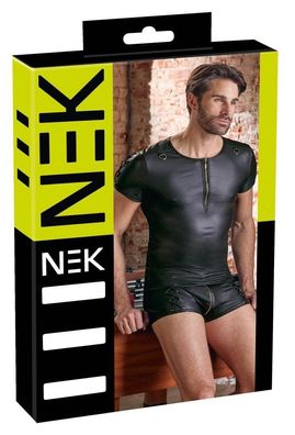 NEK Herren Shirt - Mattschwarz mit Reißverschluss und D-Ringen