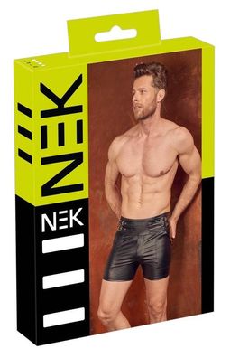 NEK Herren Shorts Schwarz - High Waist Mattlook mit Schnallenriemen
