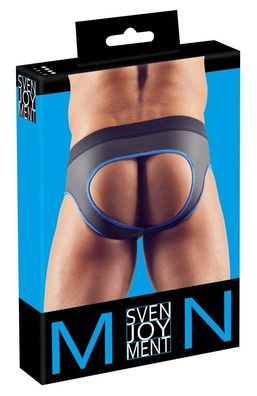 Svenjoyment Herren Jock - Matt glänzend, Neopren-Optik, Front-Zip Schwarz/Blau