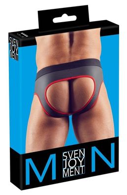 Svenjoyment Herren Jock - Mattglanz Neopren-Gummi, Front-Zip Schwarz/Rot