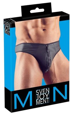 Svenjoyment Herren String in Neopren-Optik mit Strass-Reißverschluss