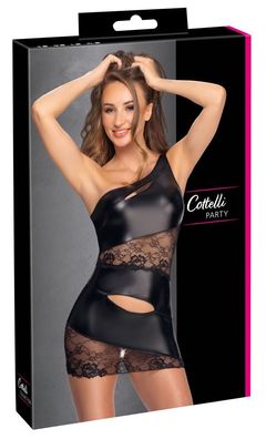 Cottelli PARTY Asymmetrisches Minikleid Schwarz mit Spitze &amp; Cut-Out