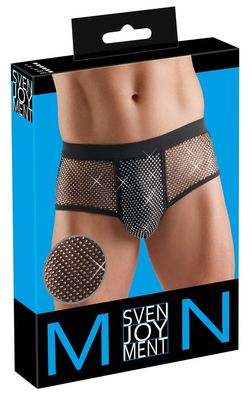 Svenjoyment Herren Slip Schwarz mit Glitzersteinchen und Netz-Einsätzen