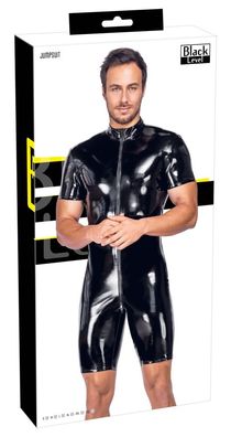 Black Level Glänzender Lack-Overall kurzarm schwarz