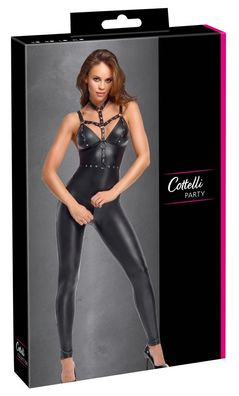 Cottelli Party Harnessed Overall Schwarz Mattlook Metall-Details