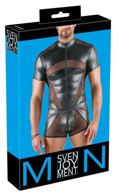Svenjoyment Herren Kurzoverall Powernet Mattlook Zip Schwarz