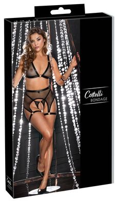 Cottelli Bondage Dessous-Set in Netz &amp; Mattlook, Größe , schwarz