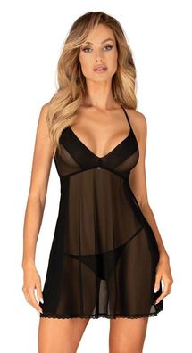 Obsessive Schwarzes Babydoll und String Set Latinesa - Luftig und Verführerisch