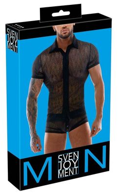 Svenjoyment Stretch-Spitzenhemd Transparent Schwarz Einheitsgröße