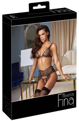 Abierta Fina BH Strapsset Netz schwarz