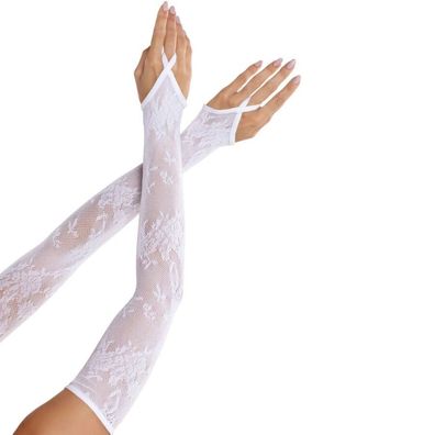 LEG Avenue Accessories Armstulpen mit Blumenspitze, weiß