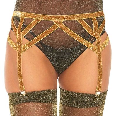 LEG Avenue Accessories elastischer Strumpfgürtel aus Lurex, Gold, Einheitsgröße
