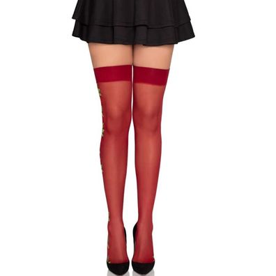 LEG Avenue Hosiery transparente Strumpfhose mit Rosenstickerei burgunder