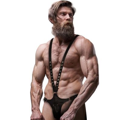 Fetish Submissive Attitude Harness aus Ökoleder für Herren, V-förmig