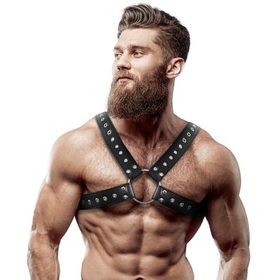 Fetish Submissive Attitude Brustharness aus Ökoleder mit Nieten