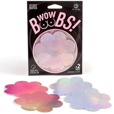 Secretplay 100% Fetish Blumen-Nippelabdeckungen WOW Titten silber/rosa