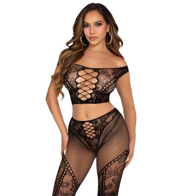 LEG Avenue Sets Netzlegging mit Crop Top schwarz