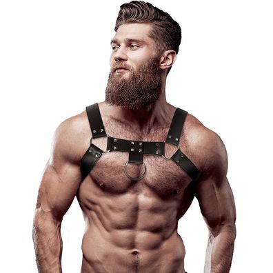 Fetish Submissive Brustharness aus Ökoleder für Herren, verstellbar