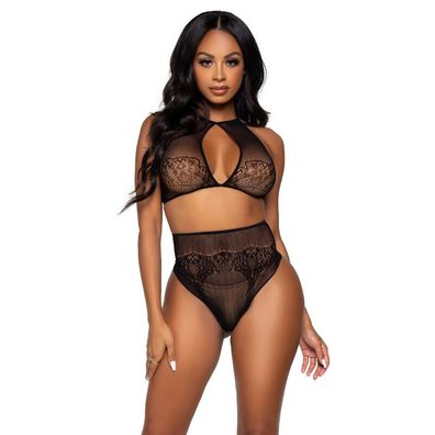 Leg Avenue Neckholder-Crop-Top und Tanga-Set Einheitsgröße