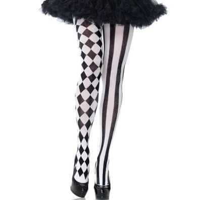 Leg Avenue Harlekin-Strumpfhose schwarz/weiß