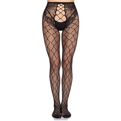 Leg Avenue Netzstrumpfhose mit offenem Schritt, schwarz