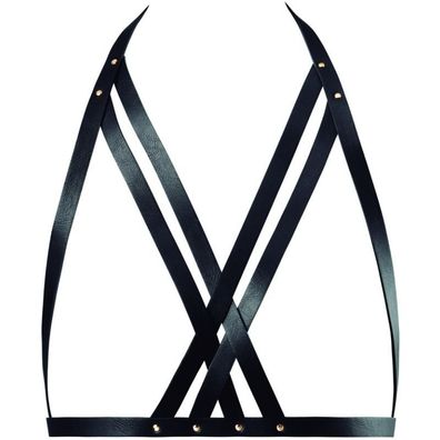 Bijoux Indiscrets Maze Halter-BH-Harness aus veganem Polyurethan in Schwarz
