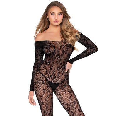 Leg Avenue Bodystocking mit floraler Spitze, schwarz