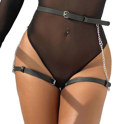 Subblime Leder-Kettengürtel Harness schwarz, eine Größe