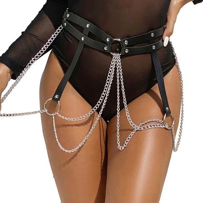 Subblime Leder-Kettengürtel mit Ringdetails schwarz Einheitsgröße