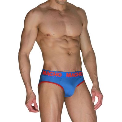 Macho Underwear Herren-Slip Classic Blau + Rot mit Push-up-Cup
