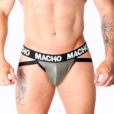 Macho Underwear Jock Leder Grau Beige für Männer