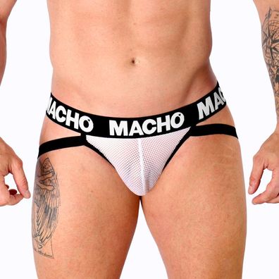 Macho Underwear Jockstrap MX26X1 in Weiß mit Netzgewebe