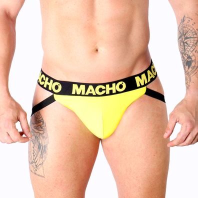 Macho Underwear Jockstrap Lycra Gelb mit offenem Po