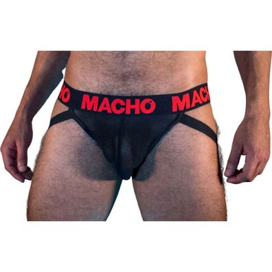 Macho Underwear Jockstrap MX26X2 Schwarz/Rot halbtransparent