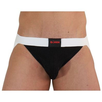 Burn Jockstrap glänzend Schwarz/Weiss für Männer