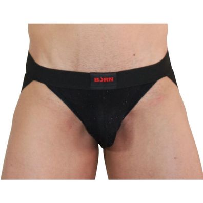 Burn Jockstrap glänzend Schwarz mit transparenten Details