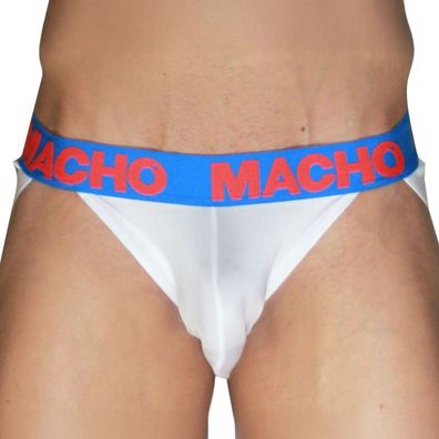 Macho Underwear Jockstrap Mx29az Weiß mit dunkelblauen Bändern