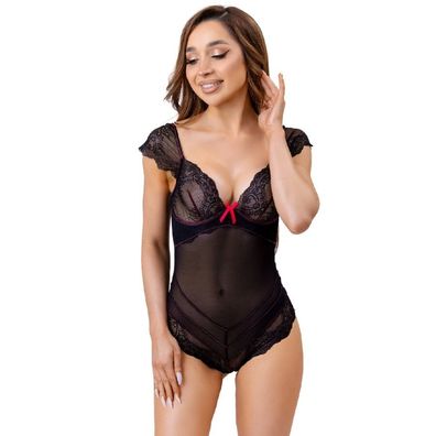 Livco Corsetti Fashion Body mit Spitze und Netzstoff schwarz