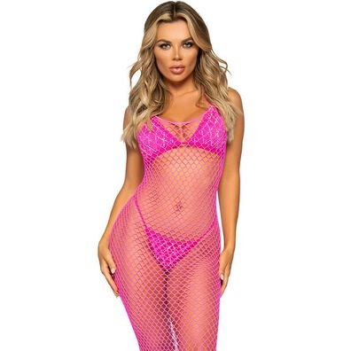 Leg Avenue langes Netzkleid aus Nylon-Elasthan mit offenem Rücken