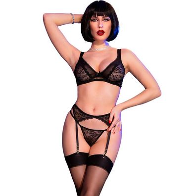 Chilirose CR 4692 Set vierteilig schwarz Spitze
