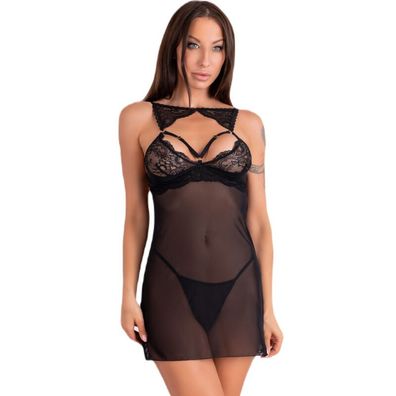 Livco Corsetti Fashion Chemise mit Tanga Krolina LC 90734 Schwarz